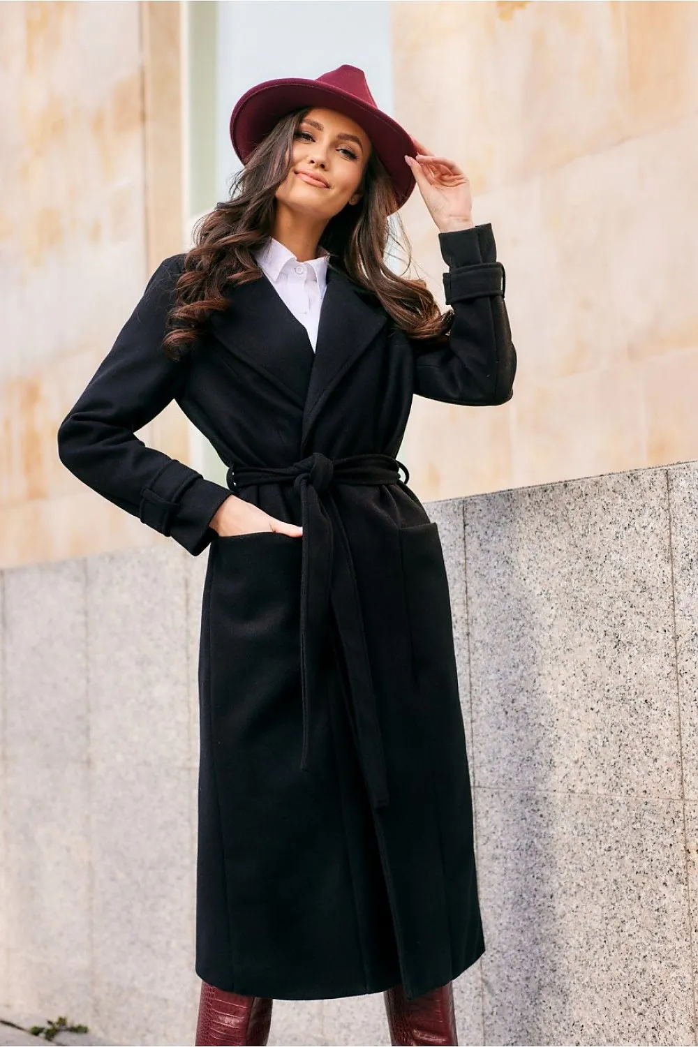 Belted Tailored Wool Coat
