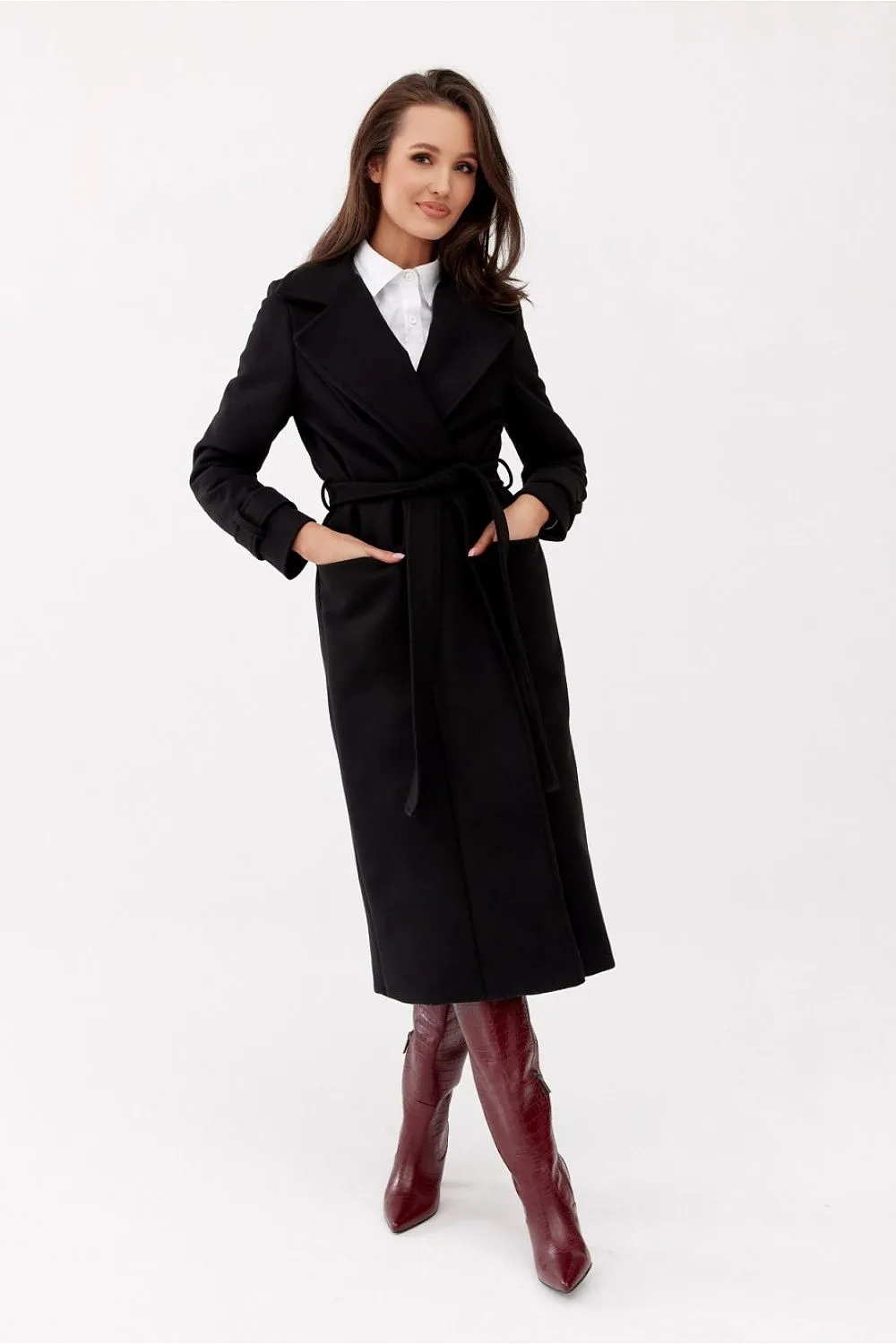 Belted Tailored Wool Coat