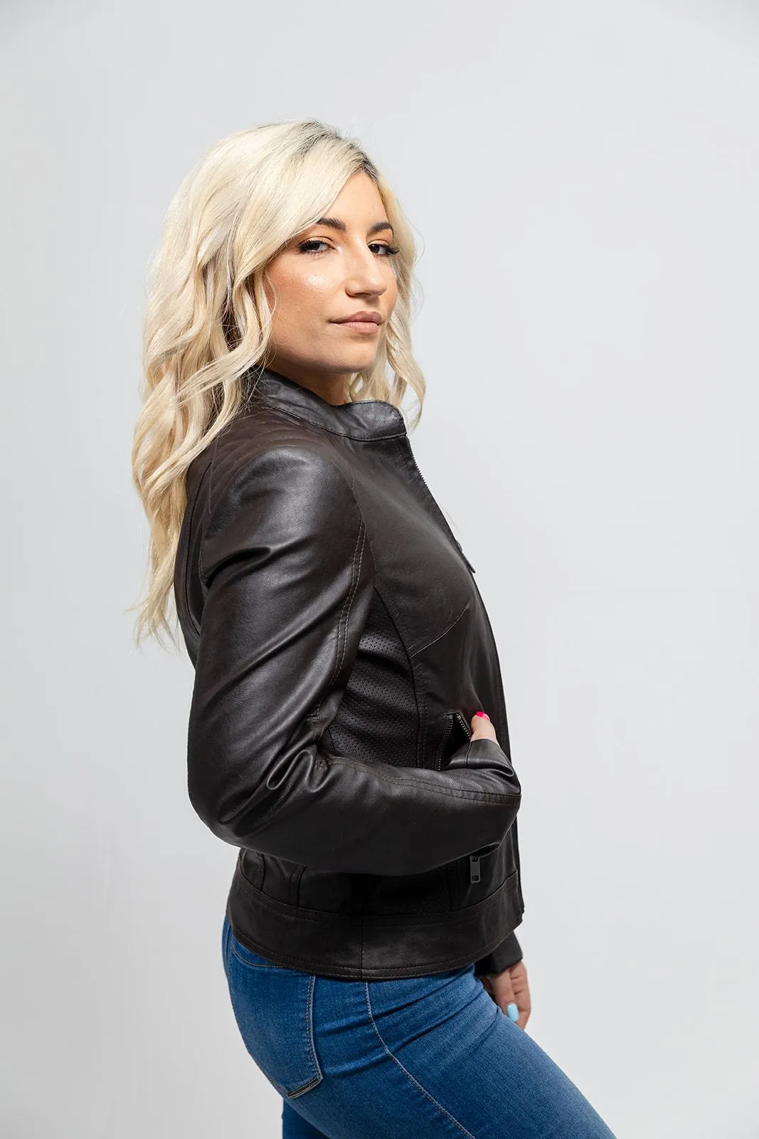 Beverly - Women's Vegan Faux Leather/Perforated Jacket