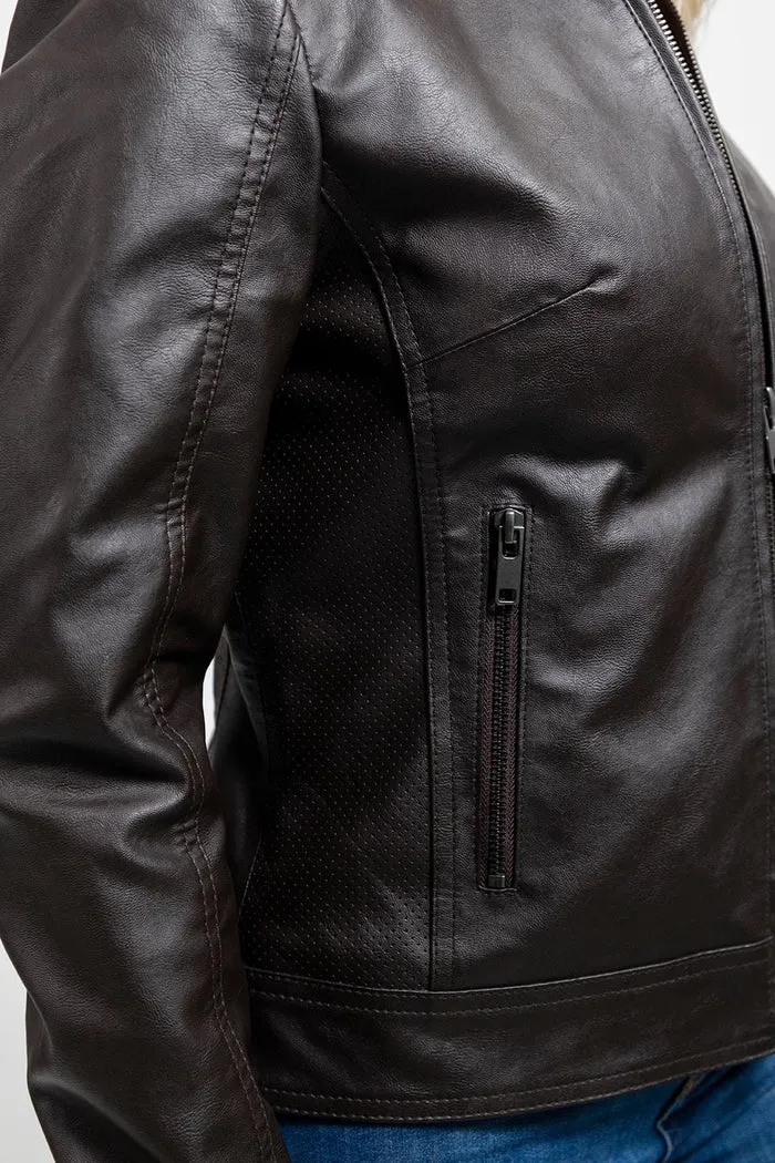 Beverly - Women's Vegan Faux Leather/Perforated Jacket