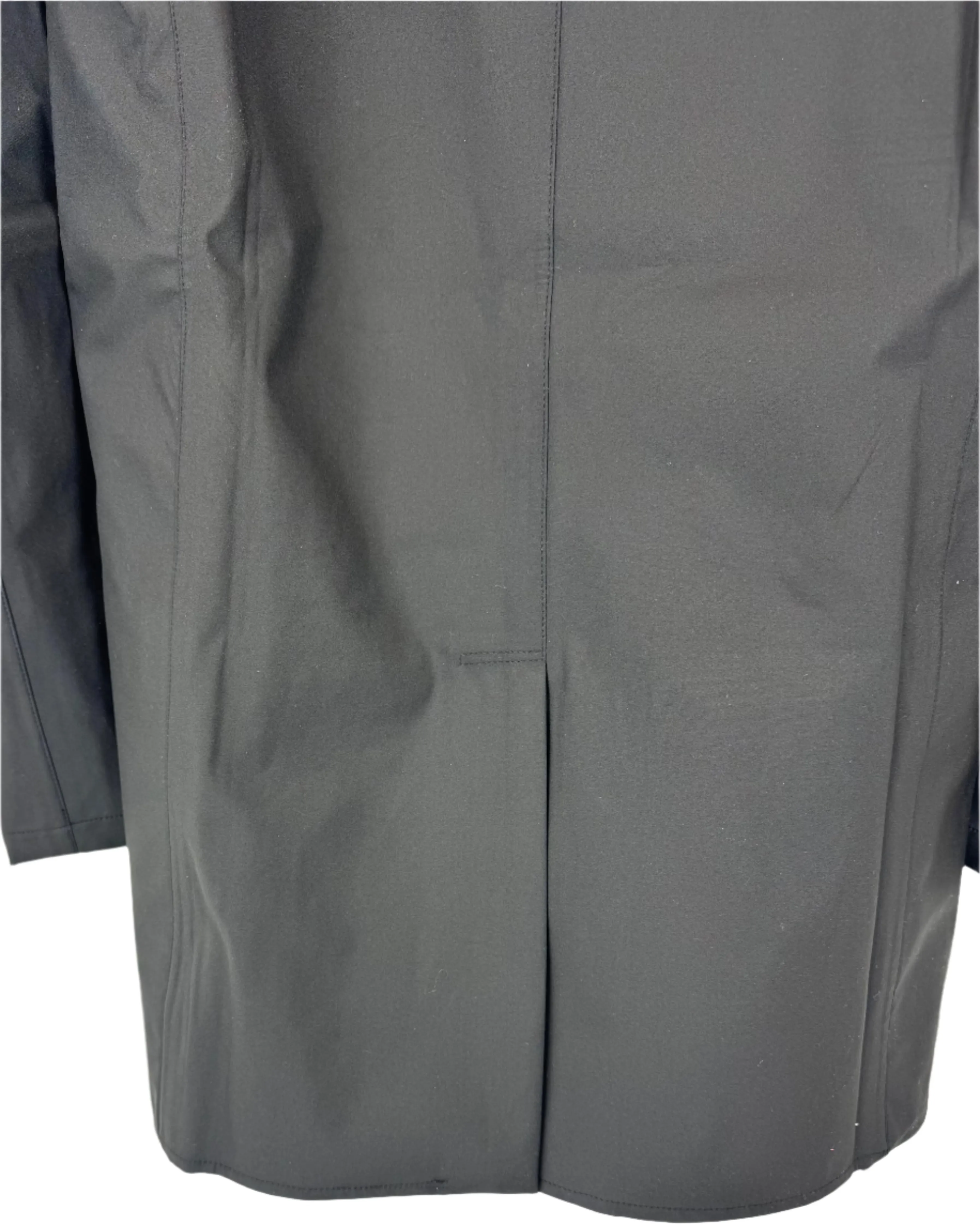 Black Button Down Raincoat With Hood - Size 6-10