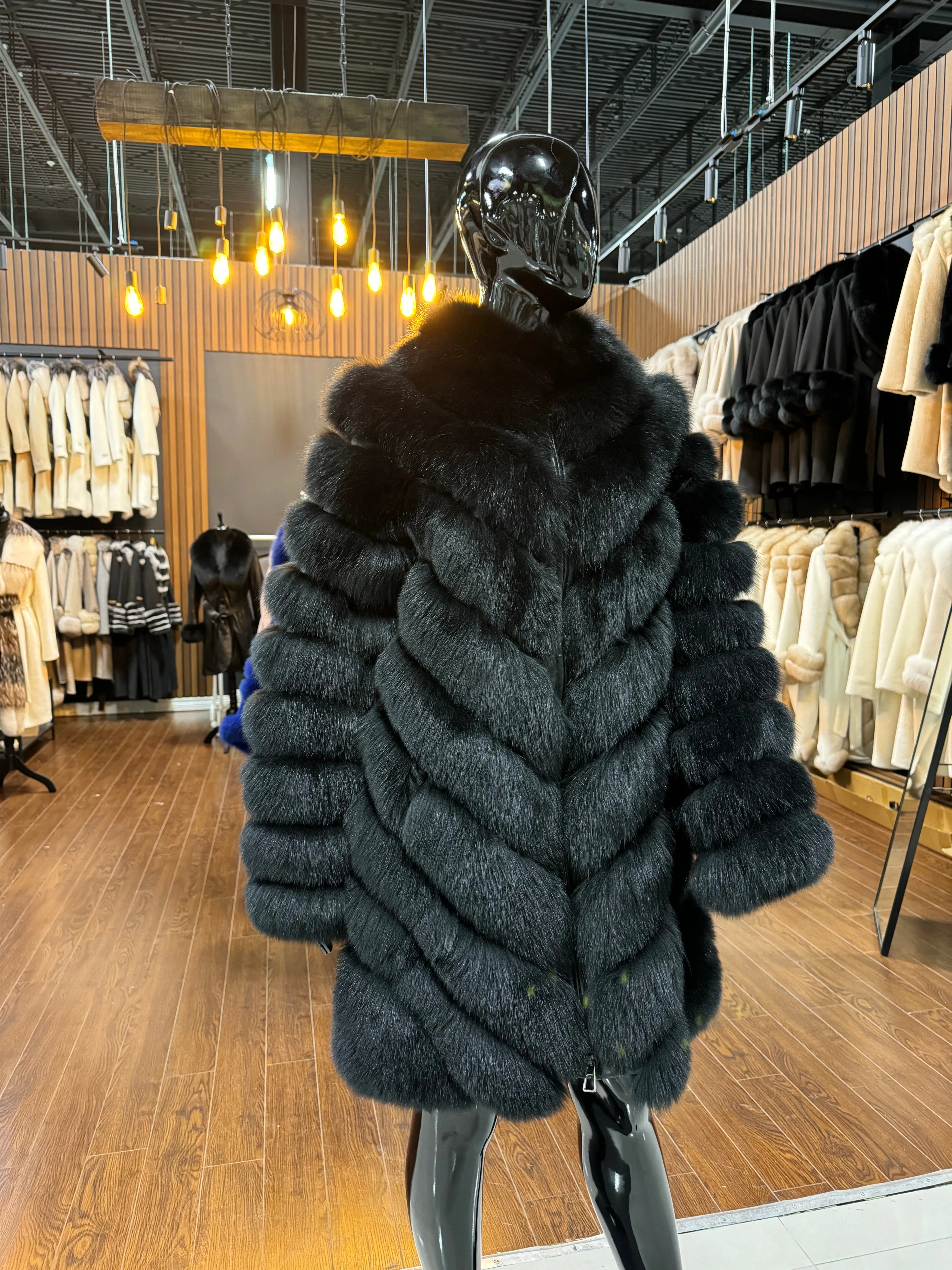 BLACK FOX FUR COAT