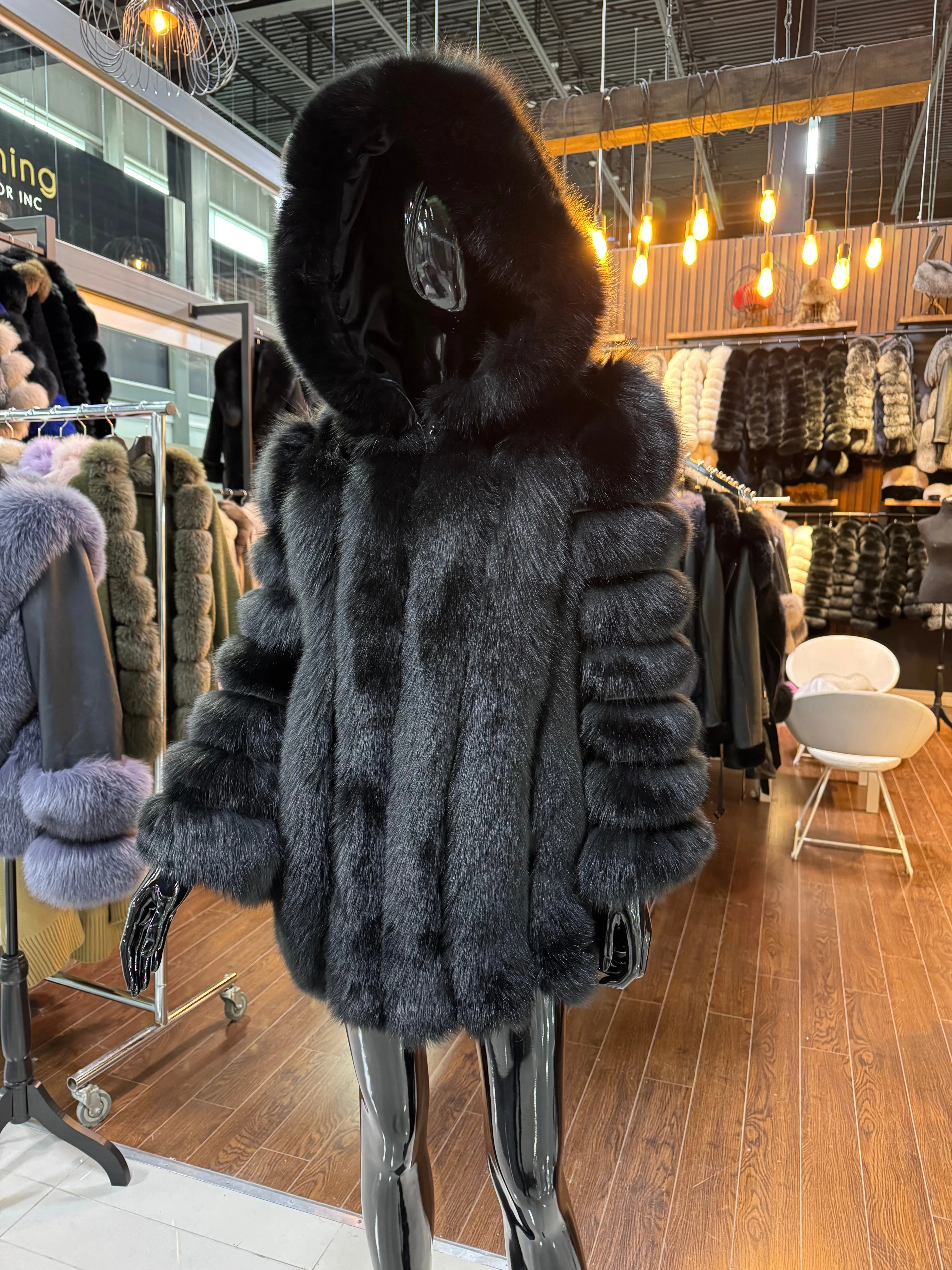 Black Fox Fur Coat