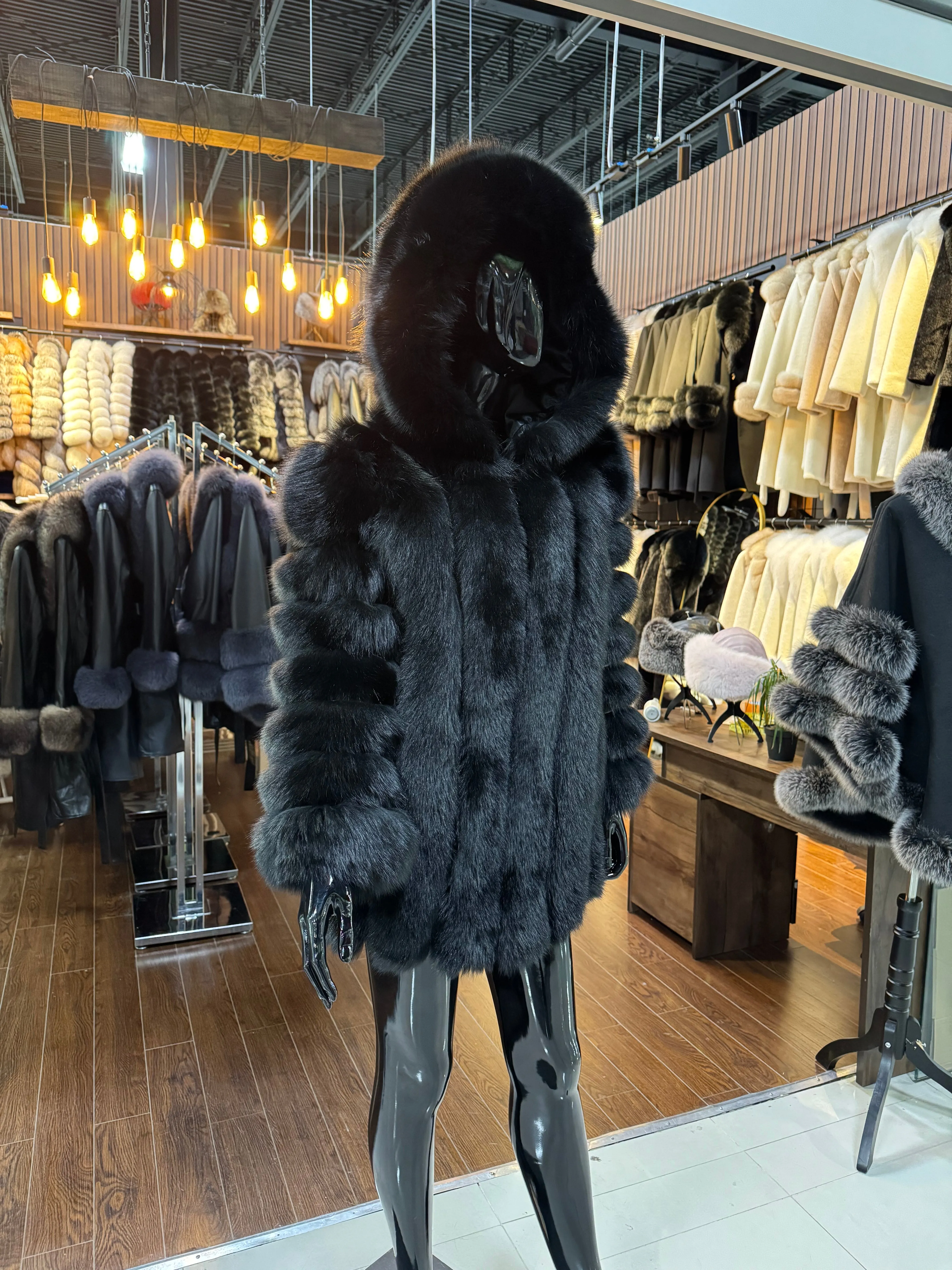 Black Fox Fur Coat