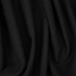 Black-Gunmetal Blue Wool-Poly Striped Suiting Woven Fabric