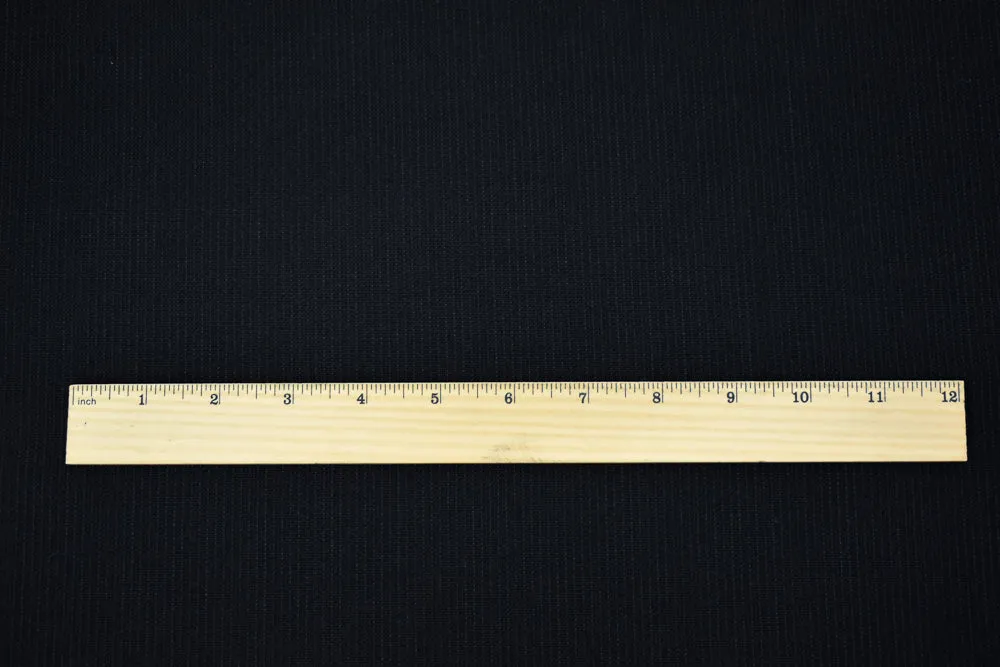 Black-Gunmetal Blue Wool-Poly Striped Suiting Woven Fabric