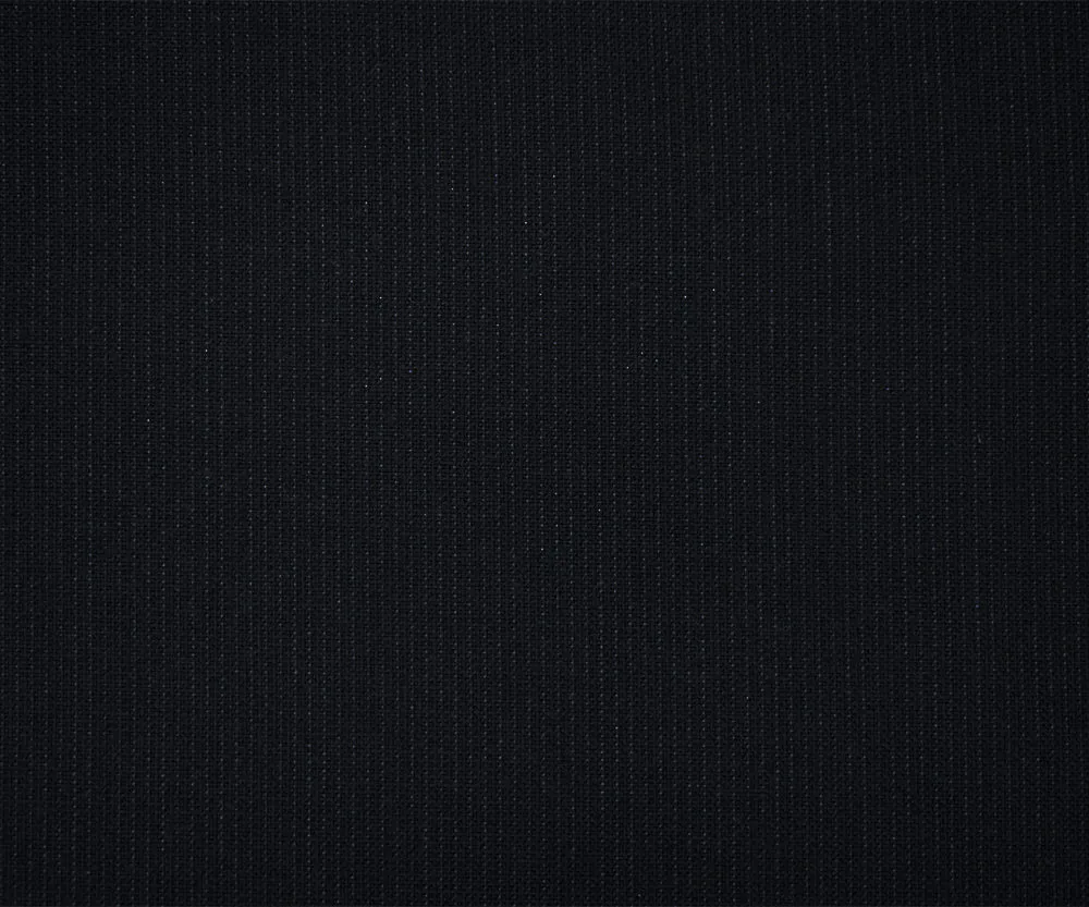 Black-Gunmetal Blue Wool-Poly Striped Suiting Woven Fabric