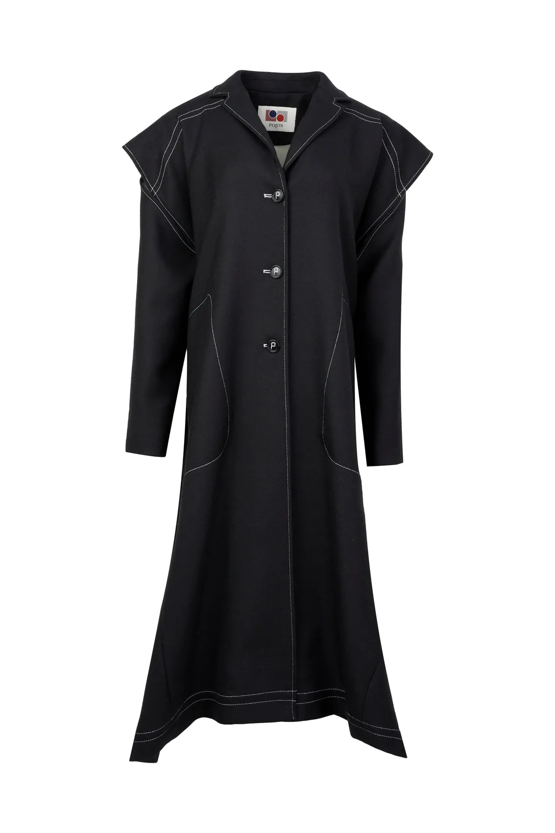 BLACK POLYESTER WOOL CUT OUT JACKET