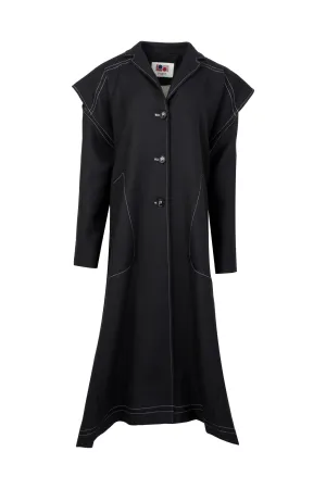 BLACK POLYESTER WOOL CUT OUT JACKET