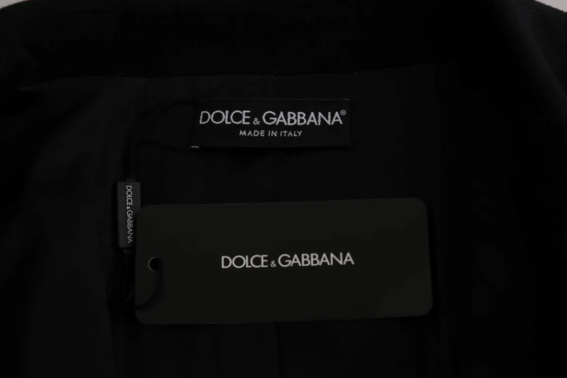 Black Wool Stretch Trench Jacket