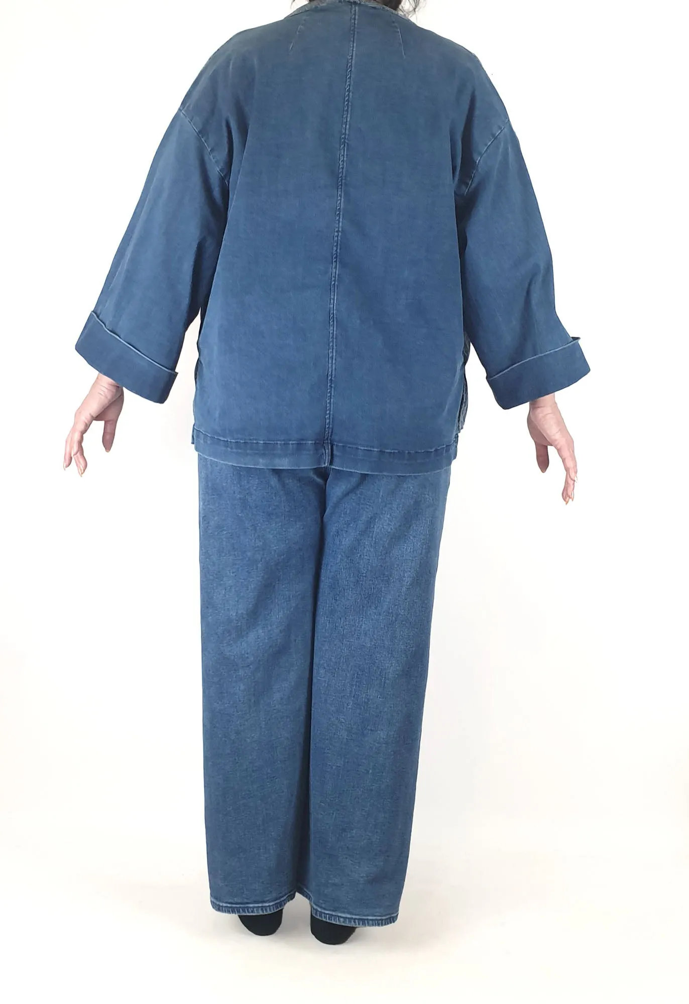 Blue Illusion patchwork style denim jacket size 16