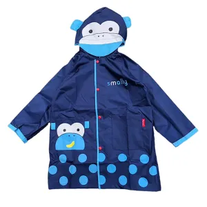 Blue Monkey Knee Length Raincoat for Kids