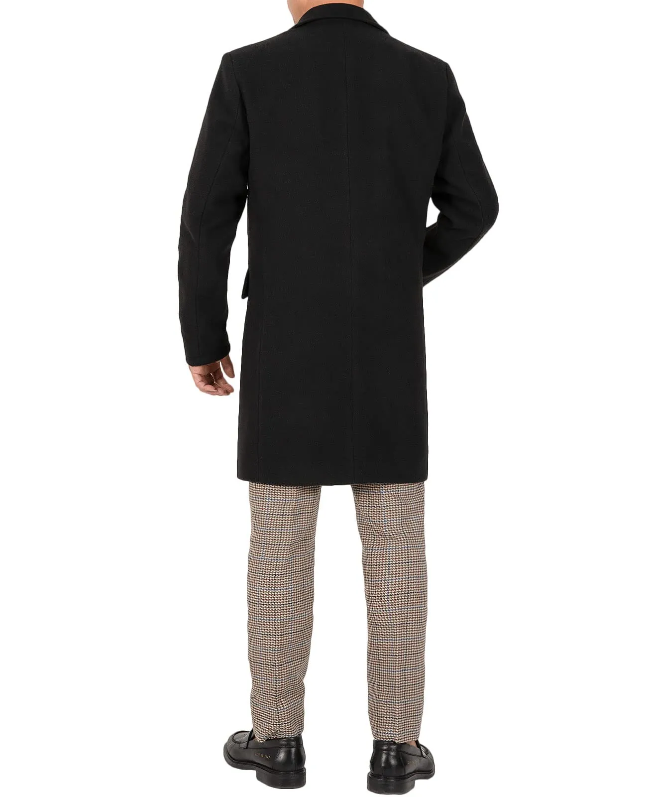Bonnorth Mens Black Long Trench Coat Men Winter Business Dress Coats for Men Slim Fit Overcoat Jacket with Pockets Black S