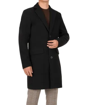 Bonnorth Mens Black Long Trench Coat Men Winter Business Dress Coats for Men Slim Fit Overcoat Jacket with Pockets Black S