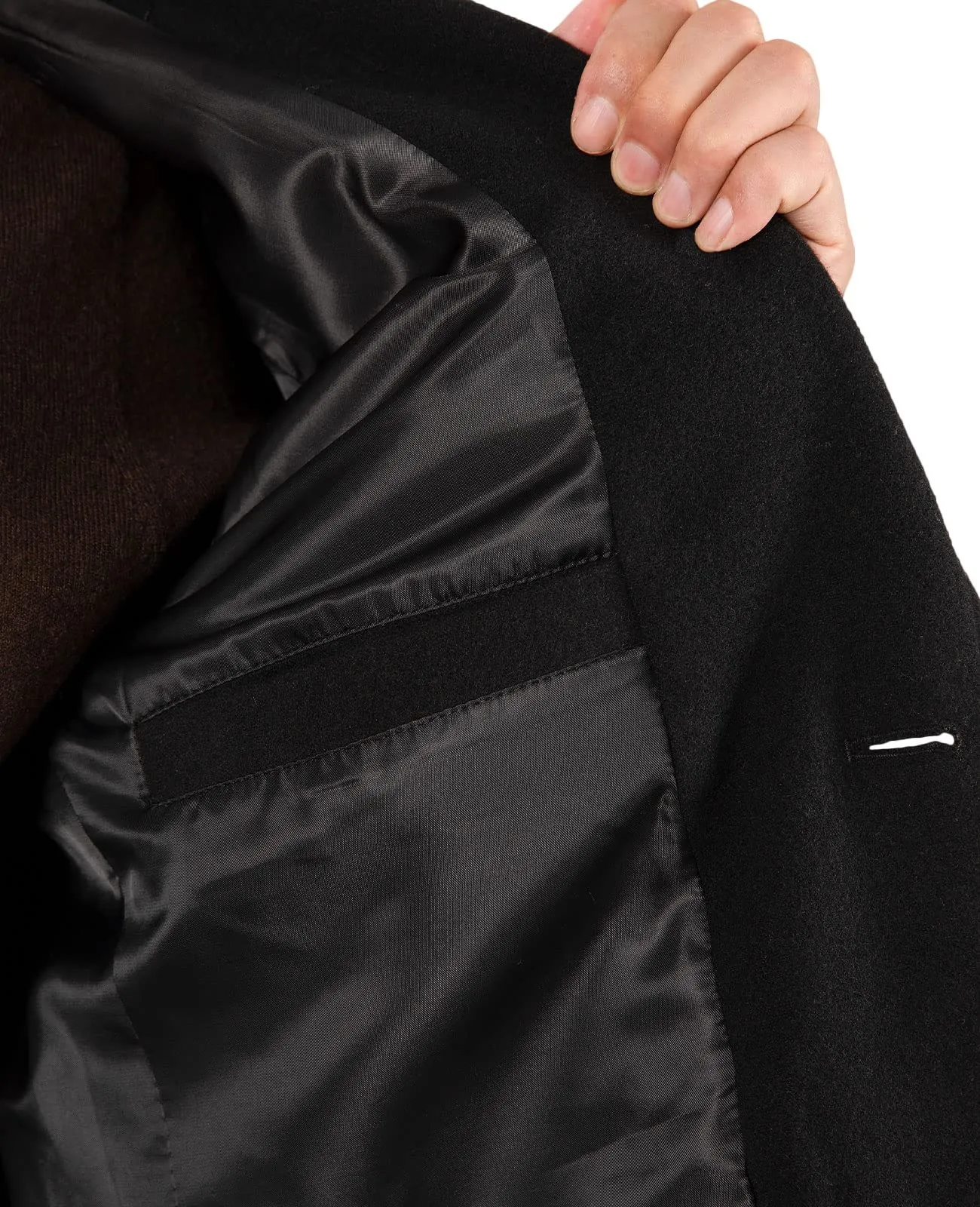 Bonnorth Mens Black Long Trench Coat Men Winter Business Dress Coats for Men Slim Fit Overcoat Jacket with Pockets Black S