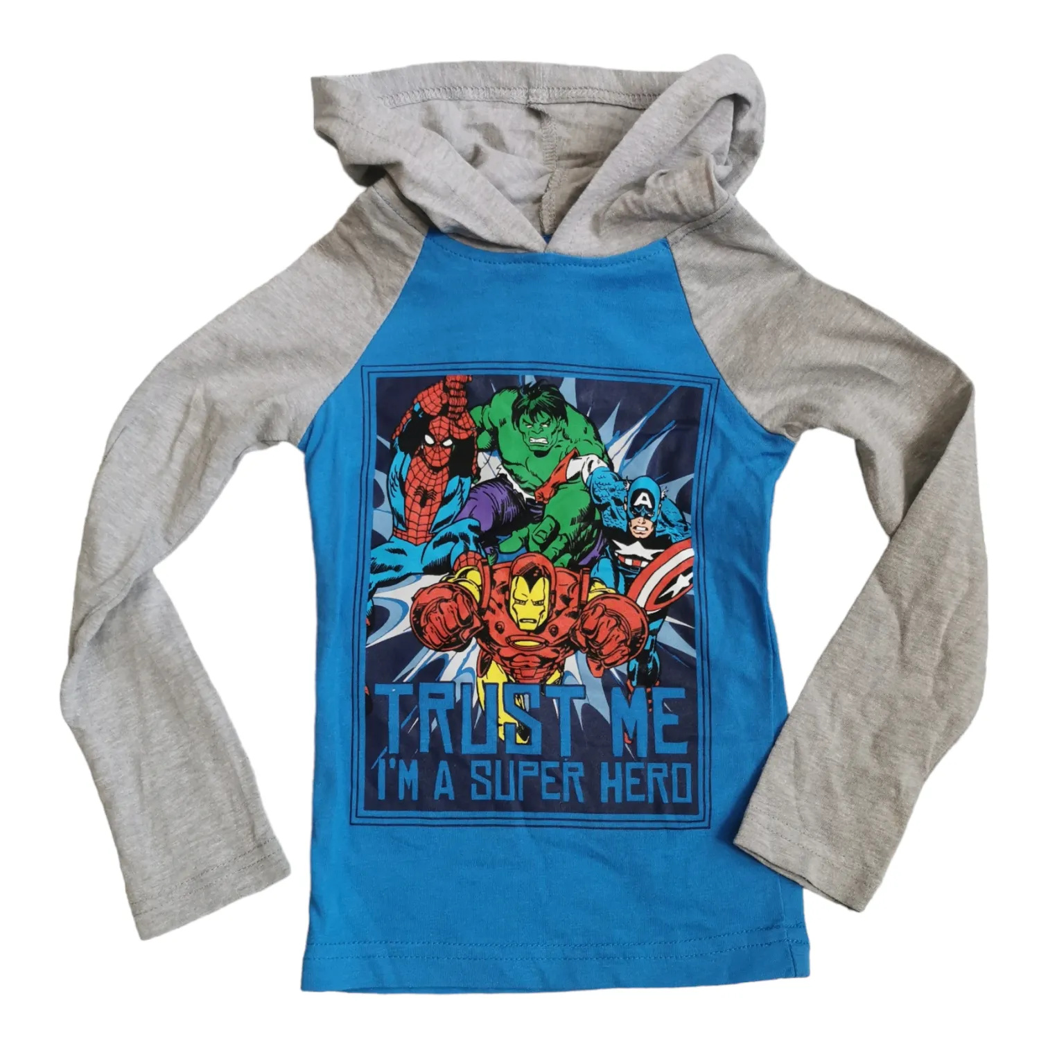 BOY SIZE 2 YEARS - MARVEL, Lightweight Graphic Pullover Hoodie T-Shirt EUC B30