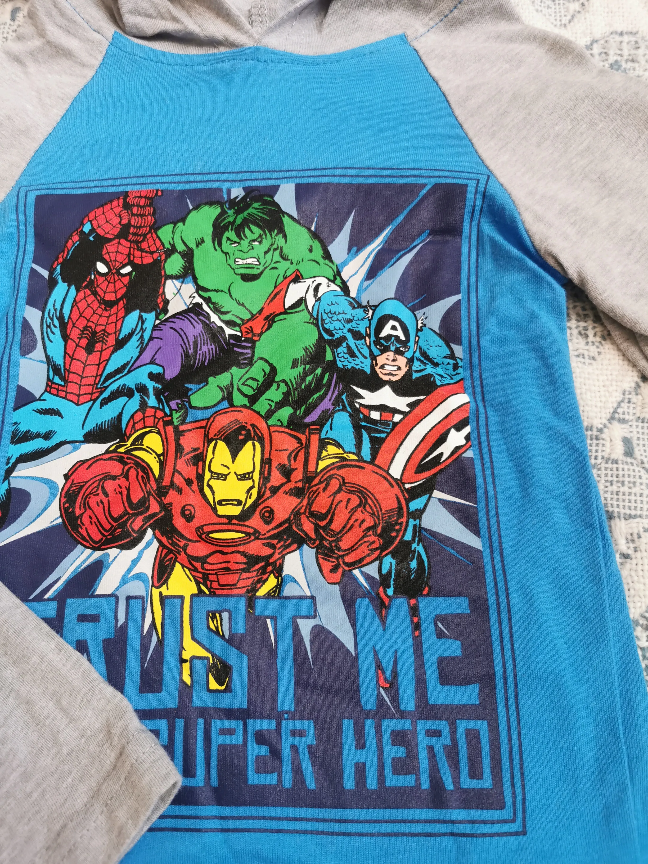 BOY SIZE 2 YEARS - MARVEL, Lightweight Graphic Pullover Hoodie T-Shirt EUC B30
