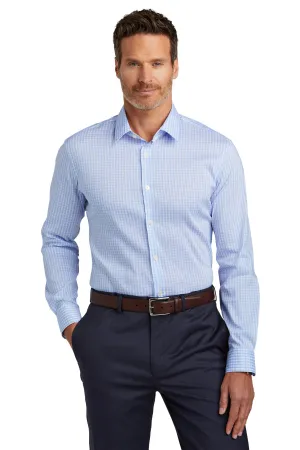 Brooks Brothers Tech Stretch Patterned Shirt BB18006 Newport Blue/ Pearl Pink Fine Check