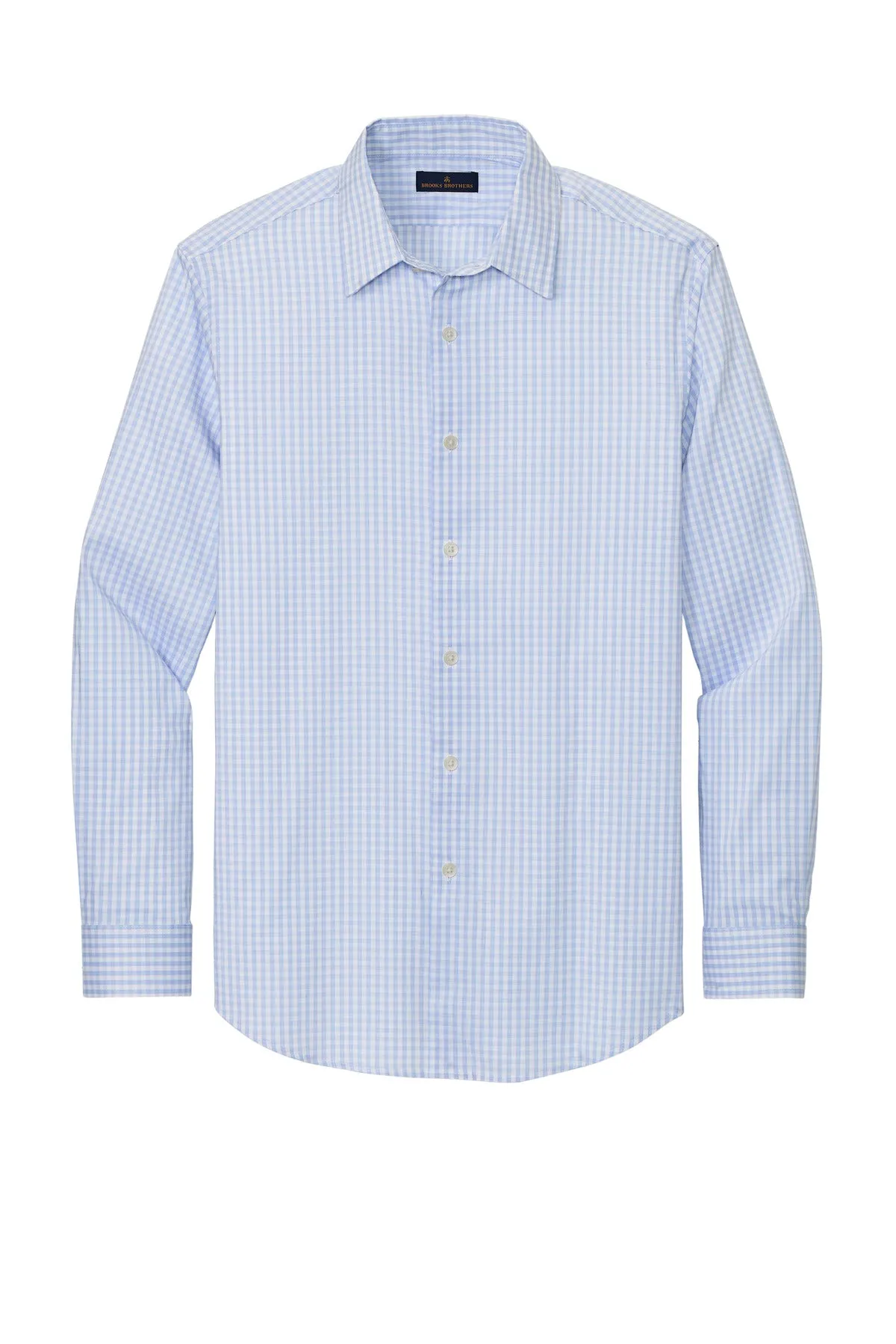 Brooks Brothers Tech Stretch Patterned Shirt BB18006 Newport Blue/ Pearl Pink Fine Check