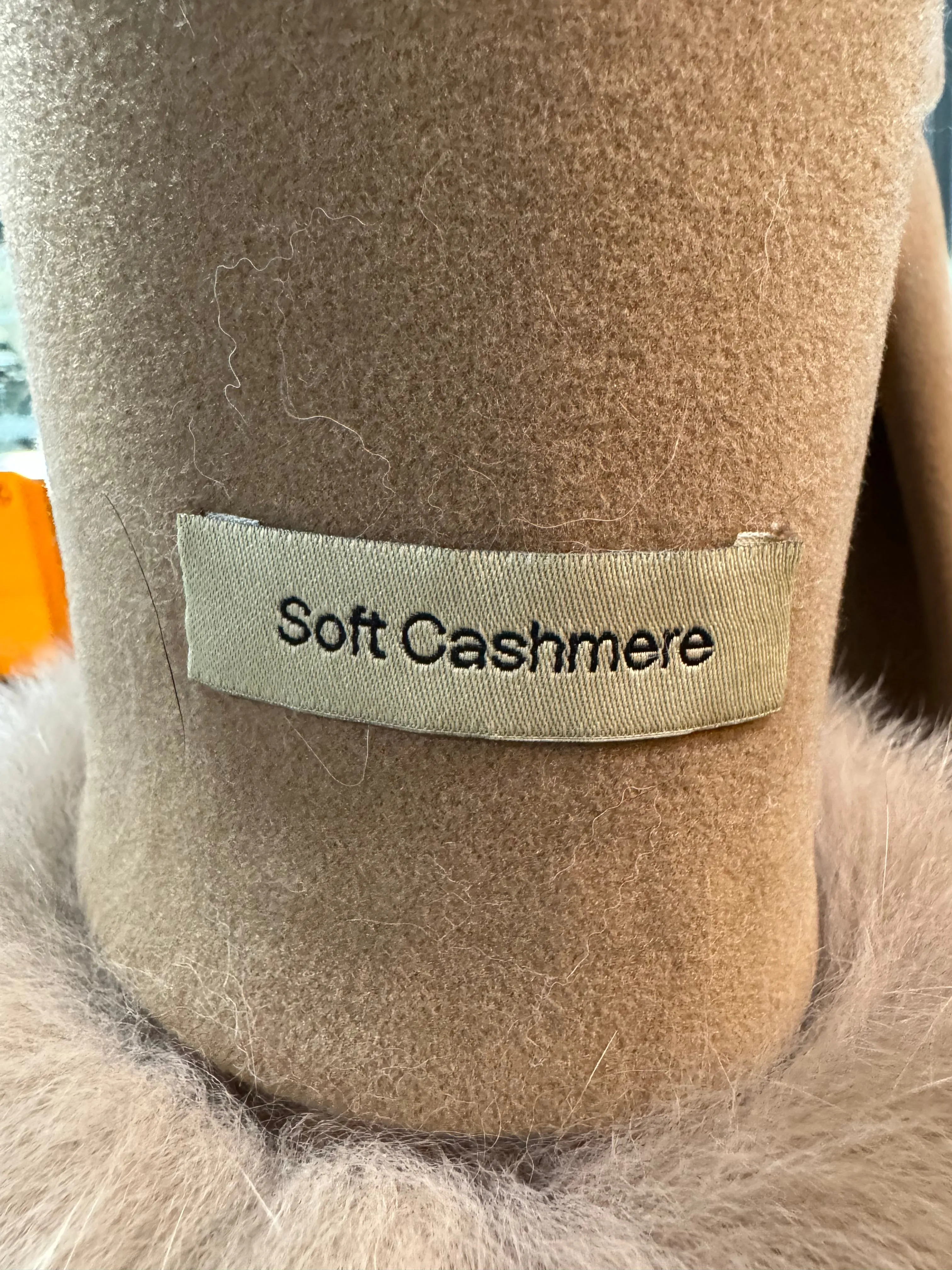 BROWN CASHMERE AND FOX FUR COAT SKU 1037
