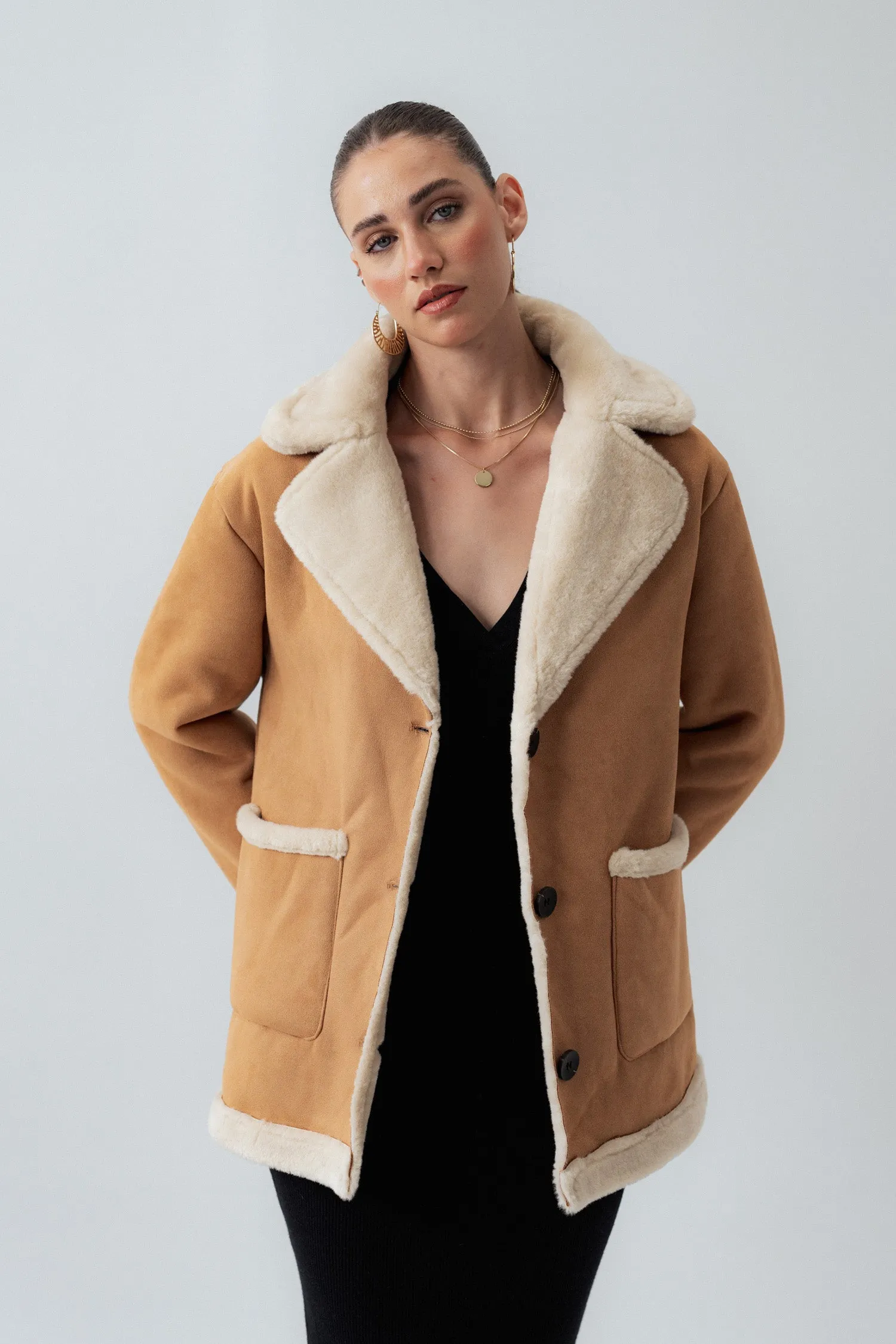 Brown Lapel Collar Coat