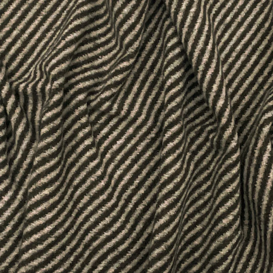 Brown-Taupe Italian Boiled Wool-Poly Diagonal Stripe Knit Coating Woven Fabric
