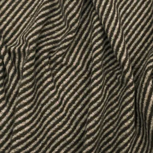 Brown-Taupe Italian Boiled Wool-Poly Diagonal Stripe Knit Coating Woven Fabric