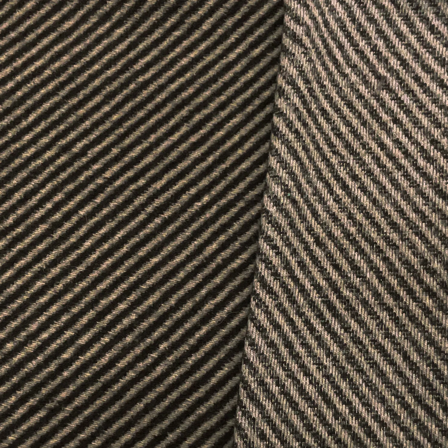 Brown-Taupe Italian Boiled Wool-Poly Diagonal Stripe Knit Coating Woven Fabric