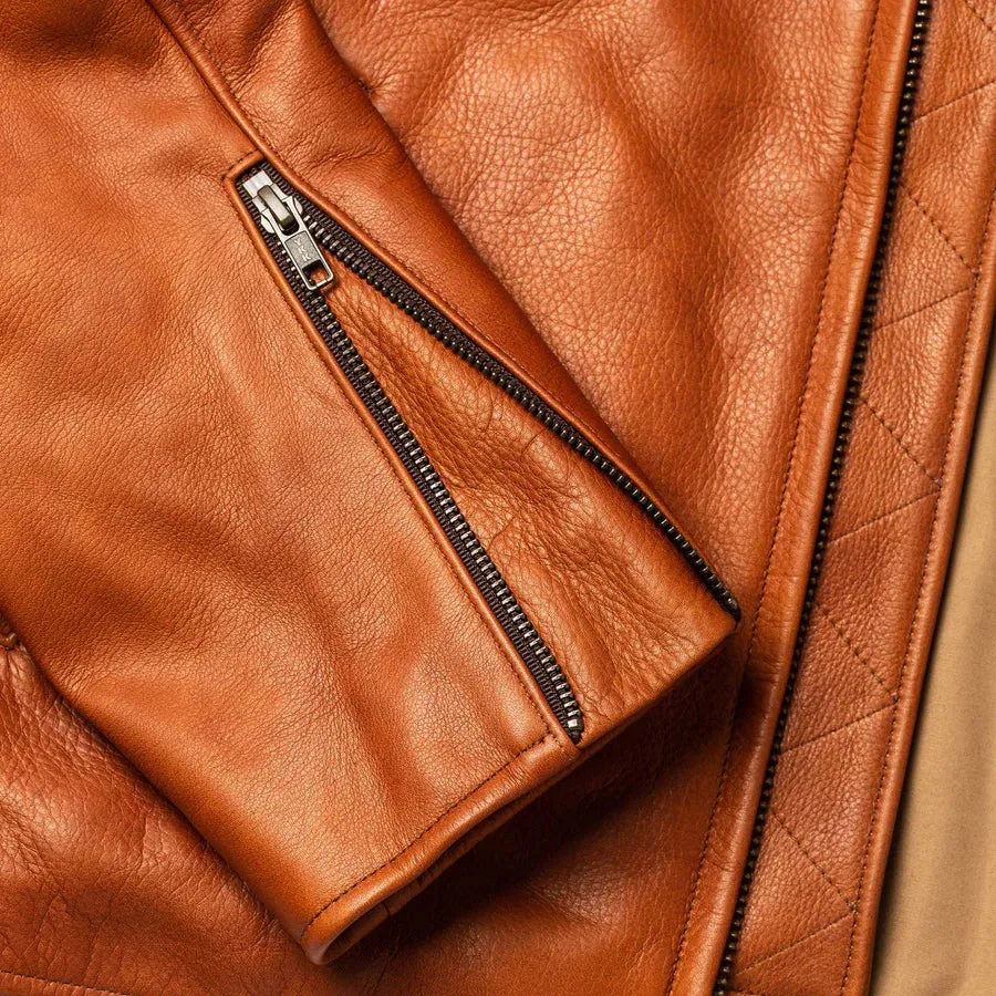 Brown Whiskey Leather Moto Jacket - Leather Jackets