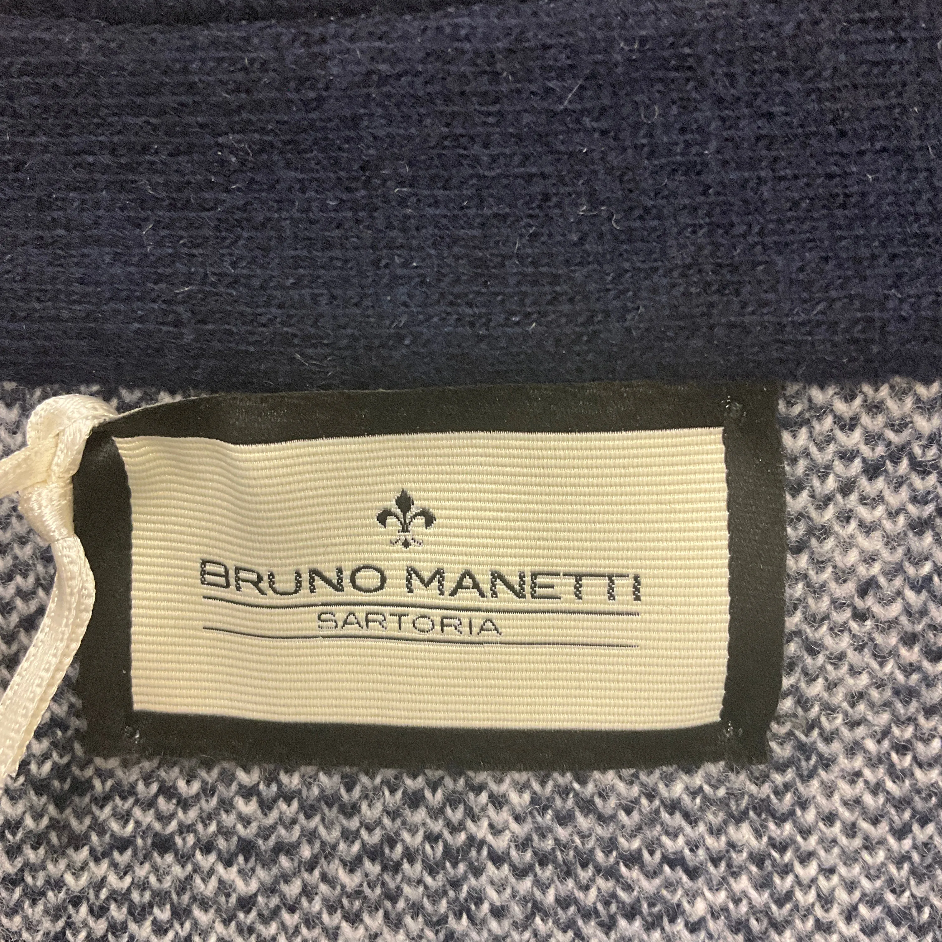Bruno Manetti Navy Blue / White Button-front Houndstooth Wool Jacket