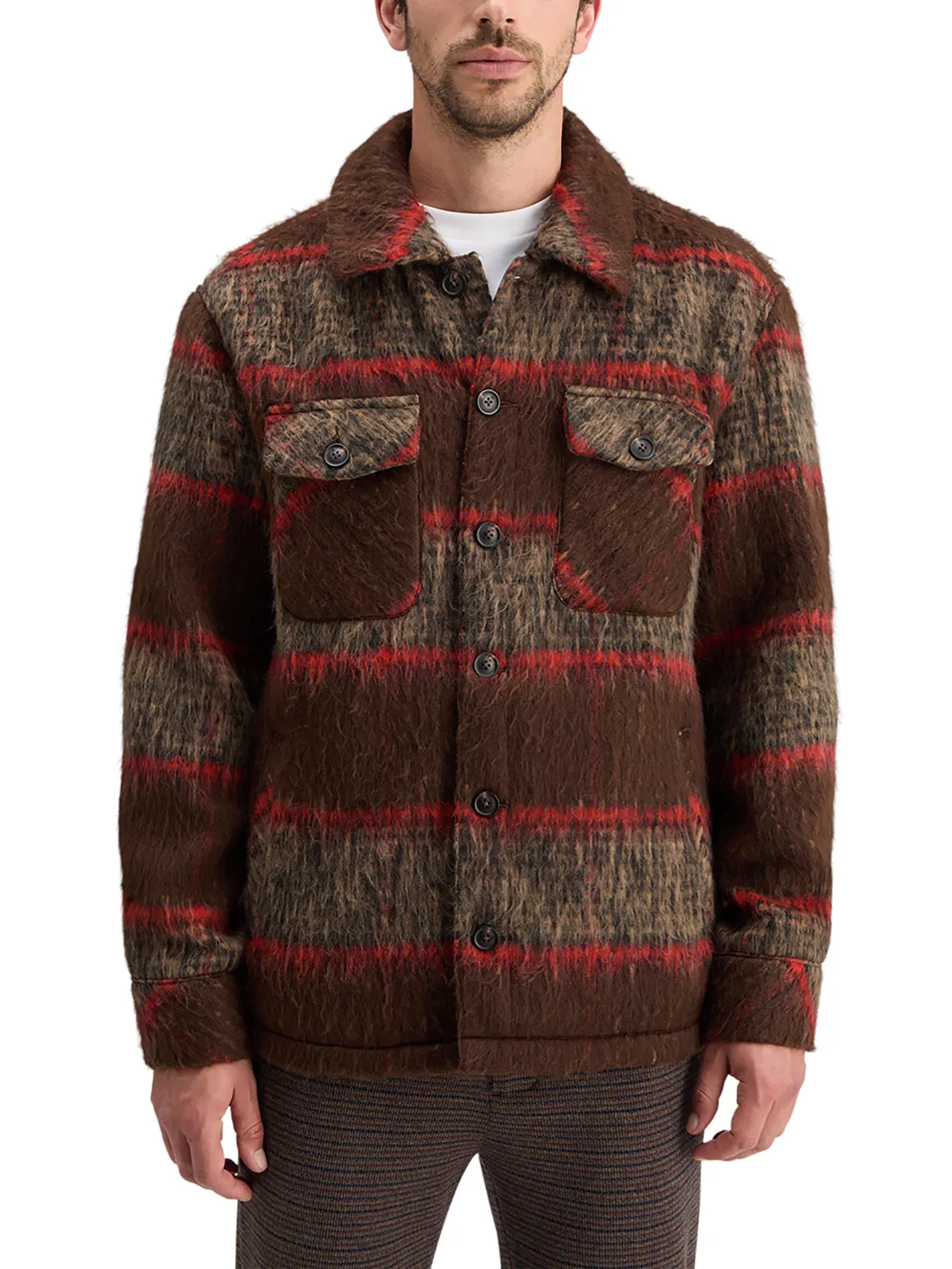 Brushed Wool Blend Overshirt - Parchment