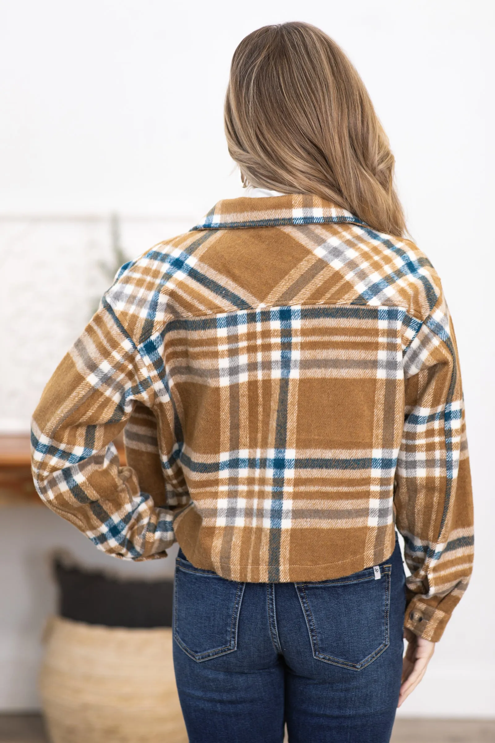 Camel and Teal Plaid Jacket