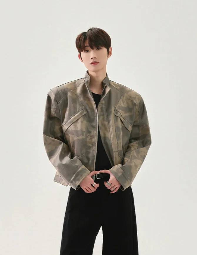Camouflage Stand-Up Collar Jacket