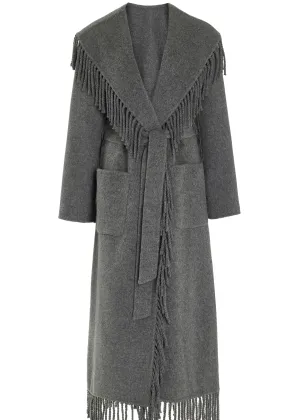 Carrie Fringe Robe Coat (Grey Melange)