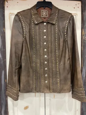 CF35-18 LEATHER JKT W/FLATSTUDS-SM