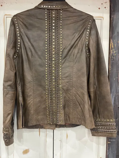 CF35-18 LEATHER JKT W/FLATSTUDS-SM