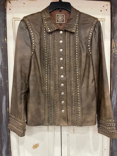 CF35-18 LEATHER JKT W/FLATSTUDS-SM