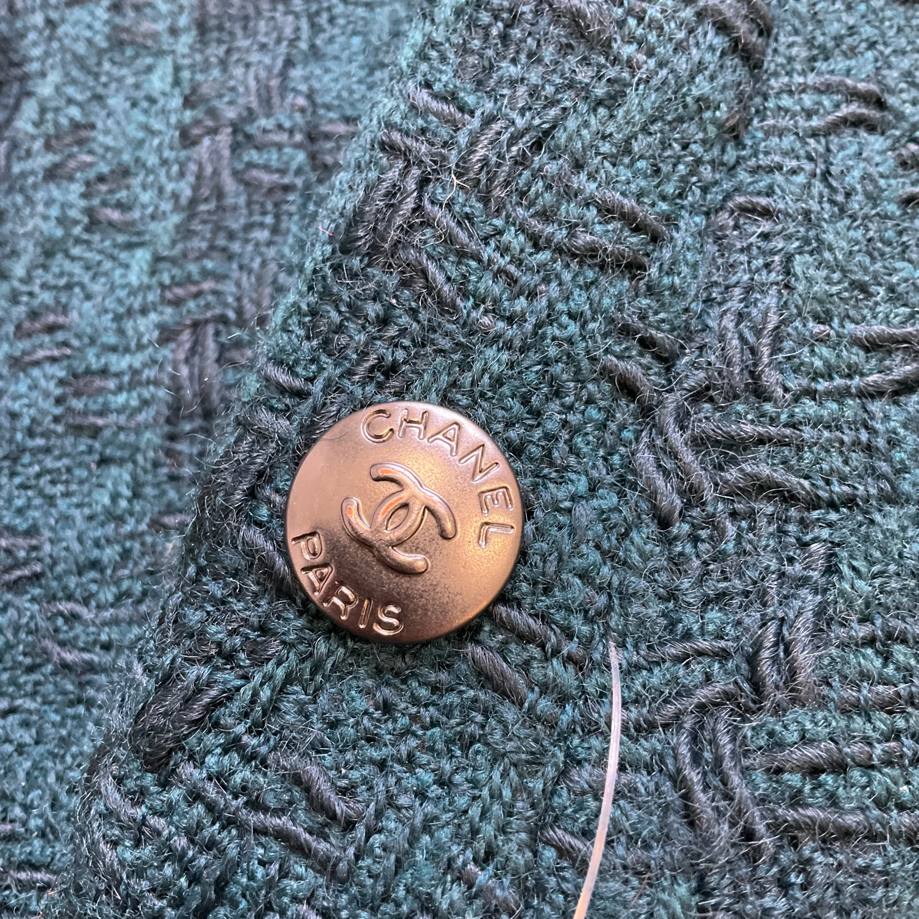 Chanel Boutique Vintage Dark Green Wool Tweed Jacket