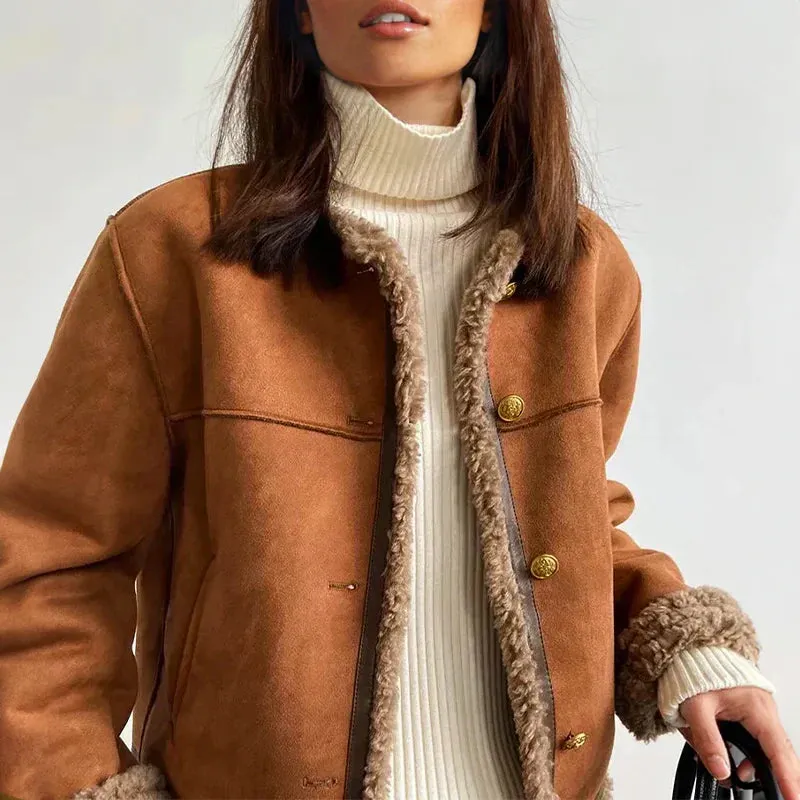 Charlene™ | Shearling Jacket with Buttons