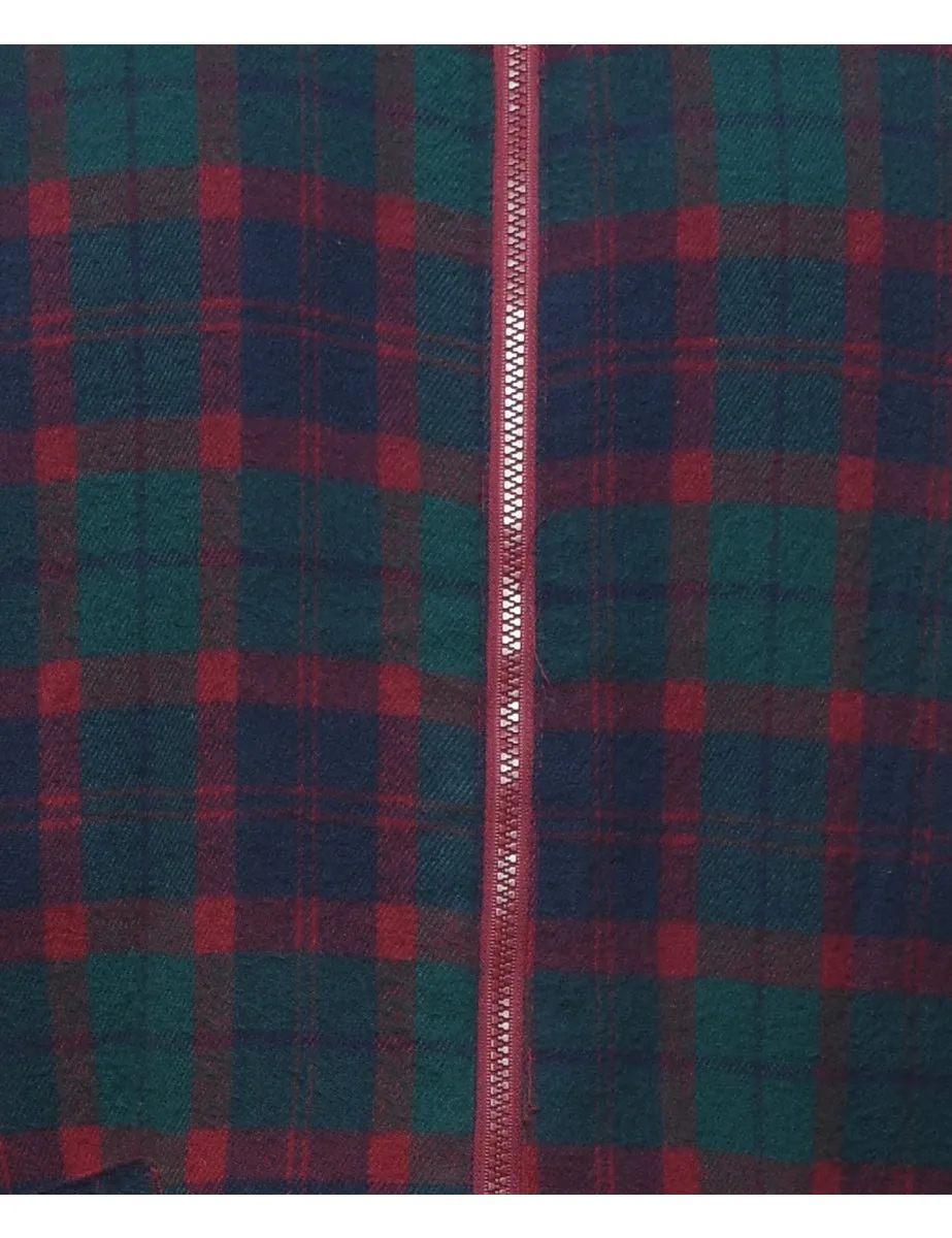 Checked Hooded Wool Jacket - L