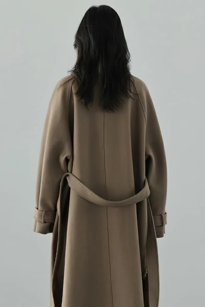 Chouyatou Women's Winter Hidden Single Breasted Wool Coat Raglan Sleeve Business Long Wool Overcoat