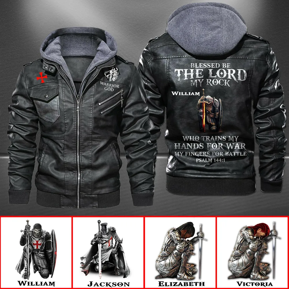 Christianartbag Leather Jacket, Blessed Be The Lord My Rock PSALM 144:1 Personalized Leather Jacket, Warm Jacket, Winter Outer Wear, Gift for Him, CABJKL03061123.