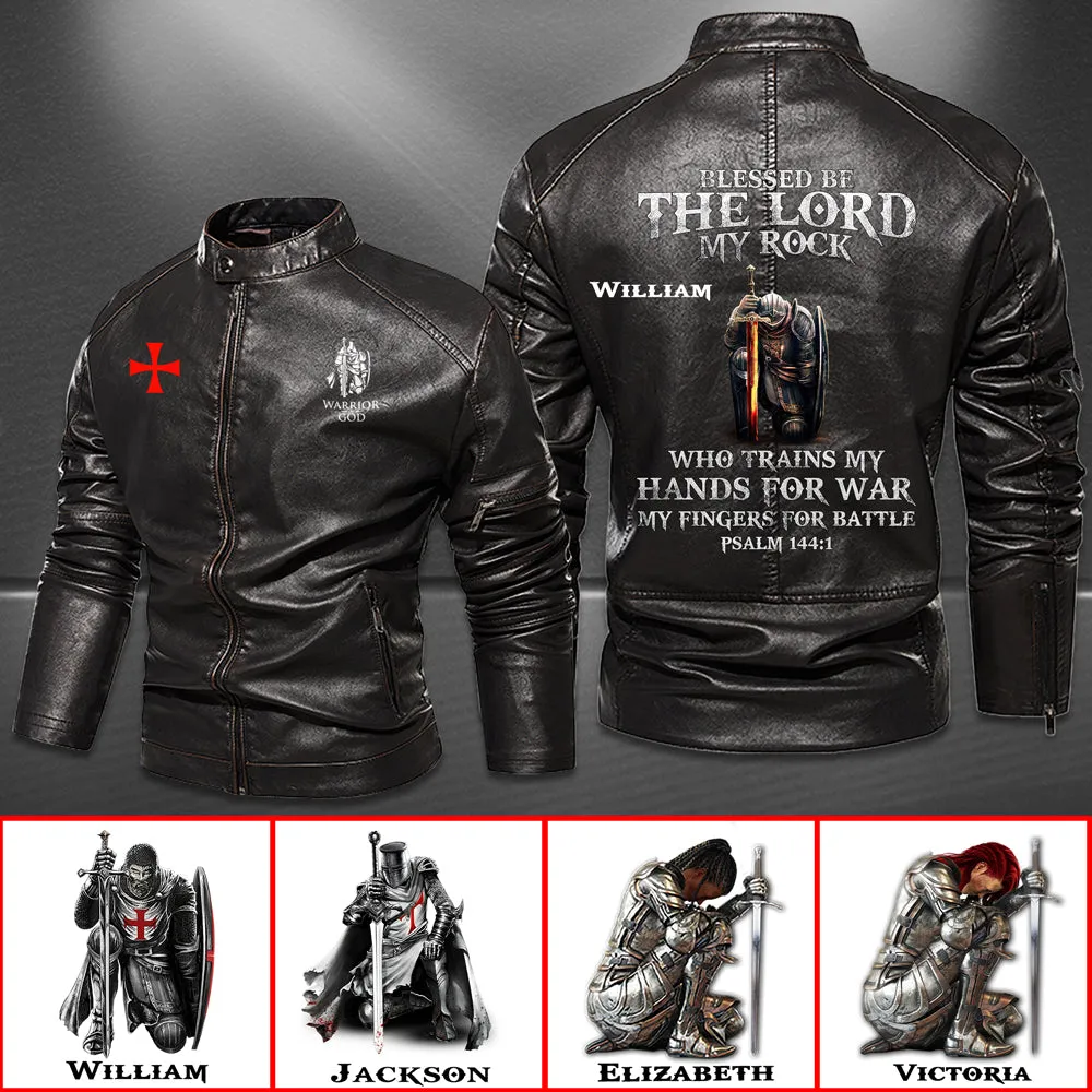 Christianartbag Leather Jacket, Blessed Be The Lord My Rock PSALM 144:1 Personalized Leather Jacket, Warm Jacket, Winter Outer Wear, Gift for Him, CABJKL03061123.