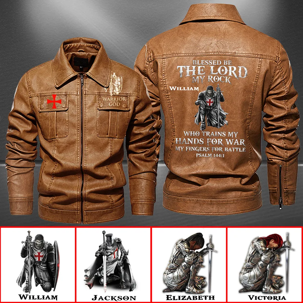Christianartbag Leather Jacket, Blessed Be The Lord My Rock PSALM 144:1 Personalized Leather Jacket, Warm Jacket, Winter Outer Wear, Gift for Him, CABJKL03061123.