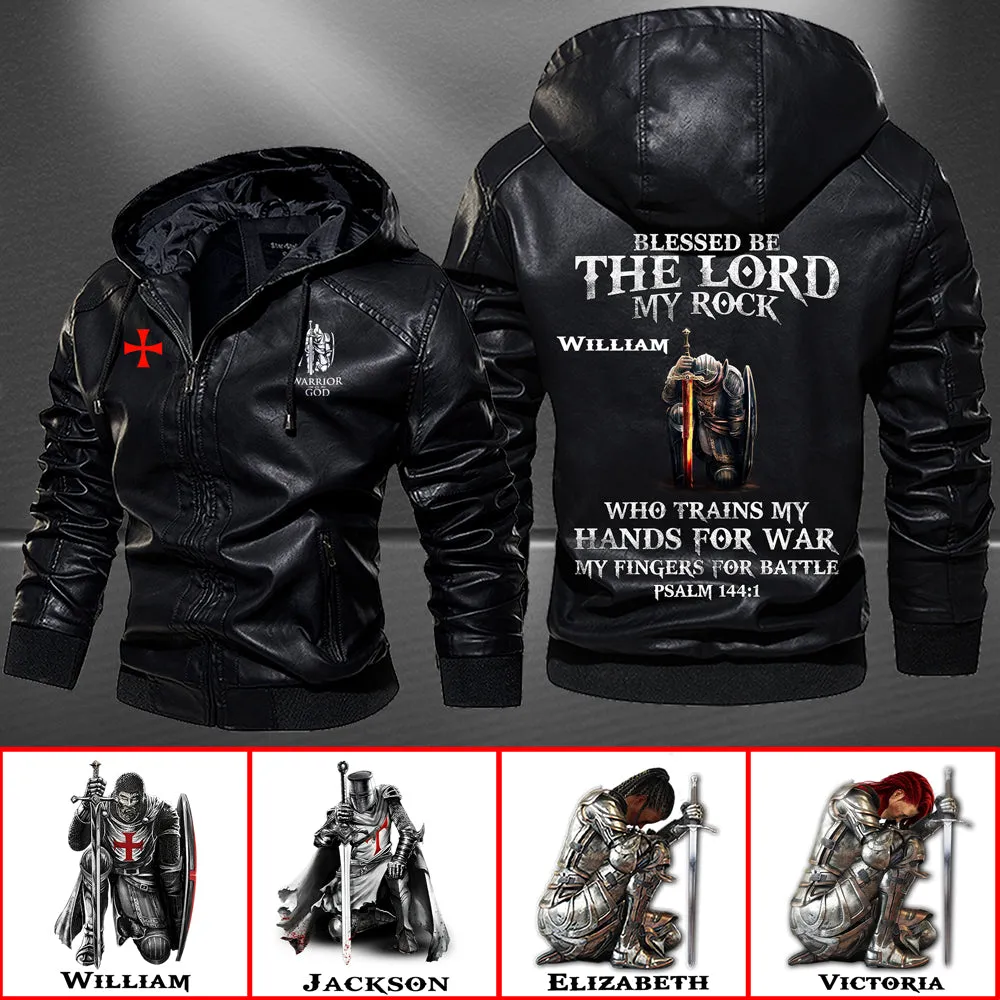 Christianartbag Leather Jacket, Blessed Be The Lord My Rock PSALM 144:1 Personalized Leather Jacket, Warm Jacket, Winter Outer Wear, Gift for Him, CABJKL03061123.