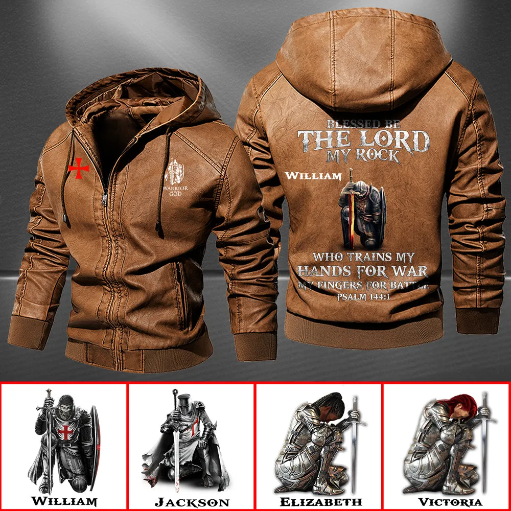 Christianartbag Leather Jacket, Blessed Be The Lord My Rock PSALM 144:1 Personalized Leather Jacket, Warm Jacket, Winter Outer Wear, Gift for Him, CABJKL03061123.
