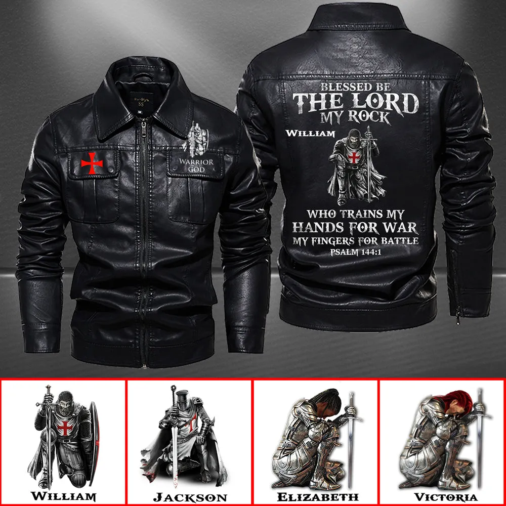 Christianartbag Leather Jacket, Blessed Be The Lord My Rock PSALM 144:1 Personalized Leather Jacket, Warm Jacket, Winter Outer Wear, Gift for Him, CABJKL03061123.