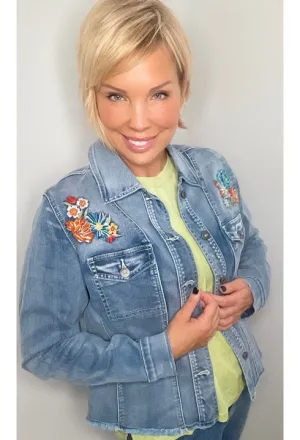 Classic Denim Jacket w/ Embroidery Details by Ethyl