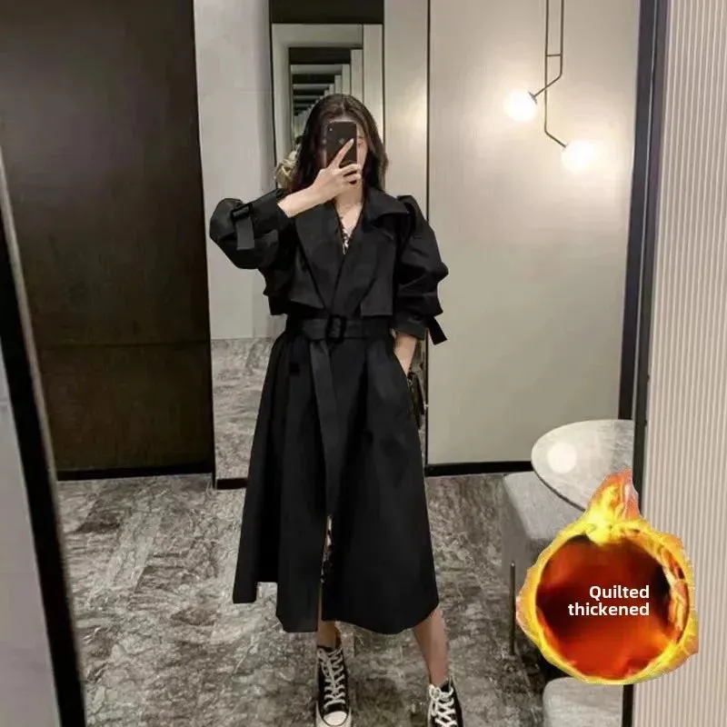 Classic Khaki Long Trench Coats Women Oversize