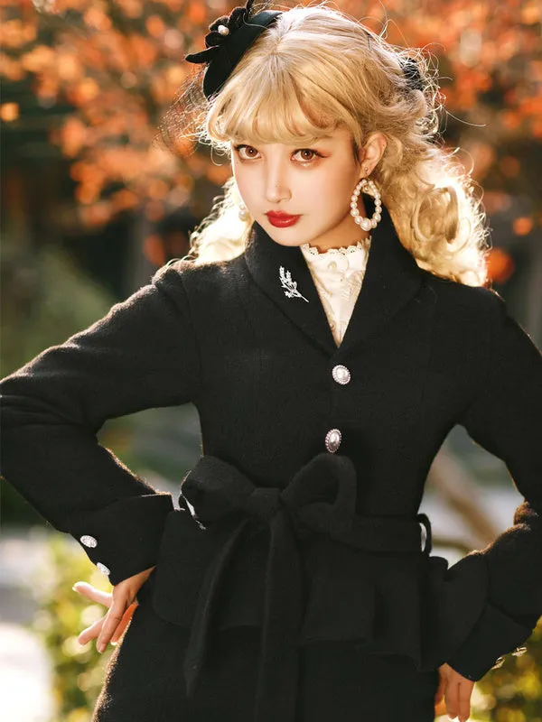 Classic Lolita Coats White Metal Details Polyester Long Sleeve Overcoat Lolita Outwears